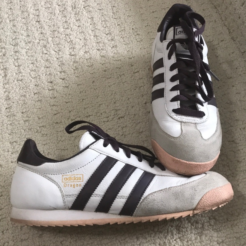 adidas Dragon Sneakers White Purple Leather Suede Sneakers Women’s 7.5 EUC